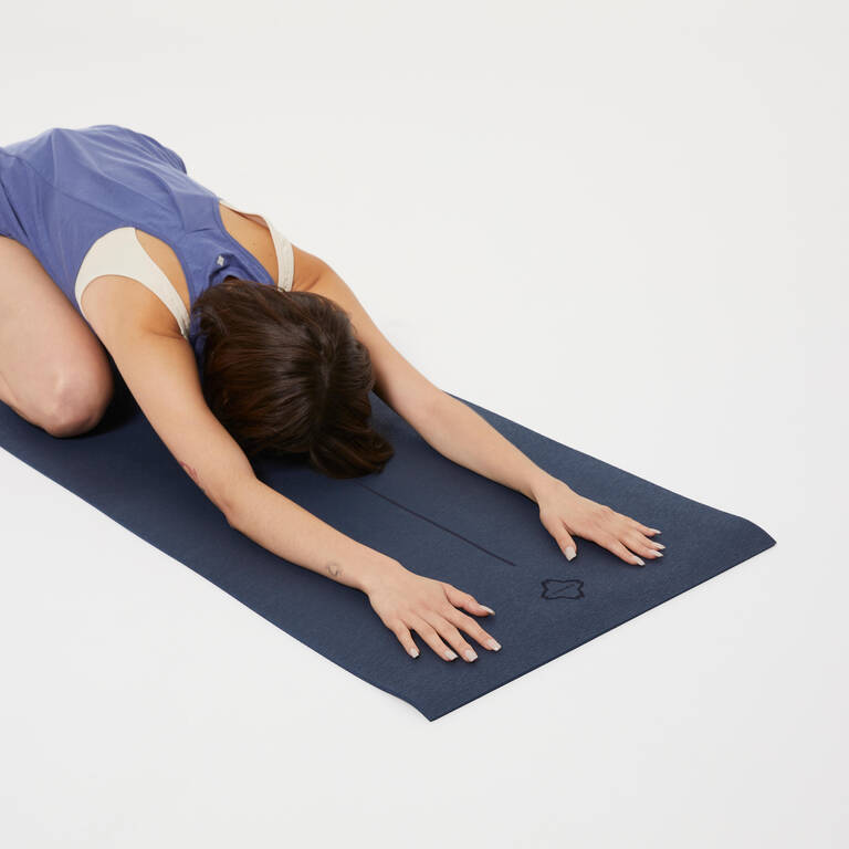 Matras Yoga Pemula 20% Material Daur Ulang 180 x 59 cm x 5 mm - Biru