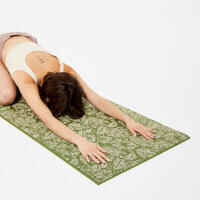 8 mm Grippy and Comfortable Gentle Yoga Mat - Green/Beige Print