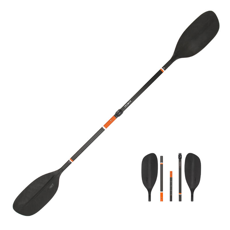 Peddel voor kajak/packraft carbon-plastic 5-delig verstelbaar 190-210 cm