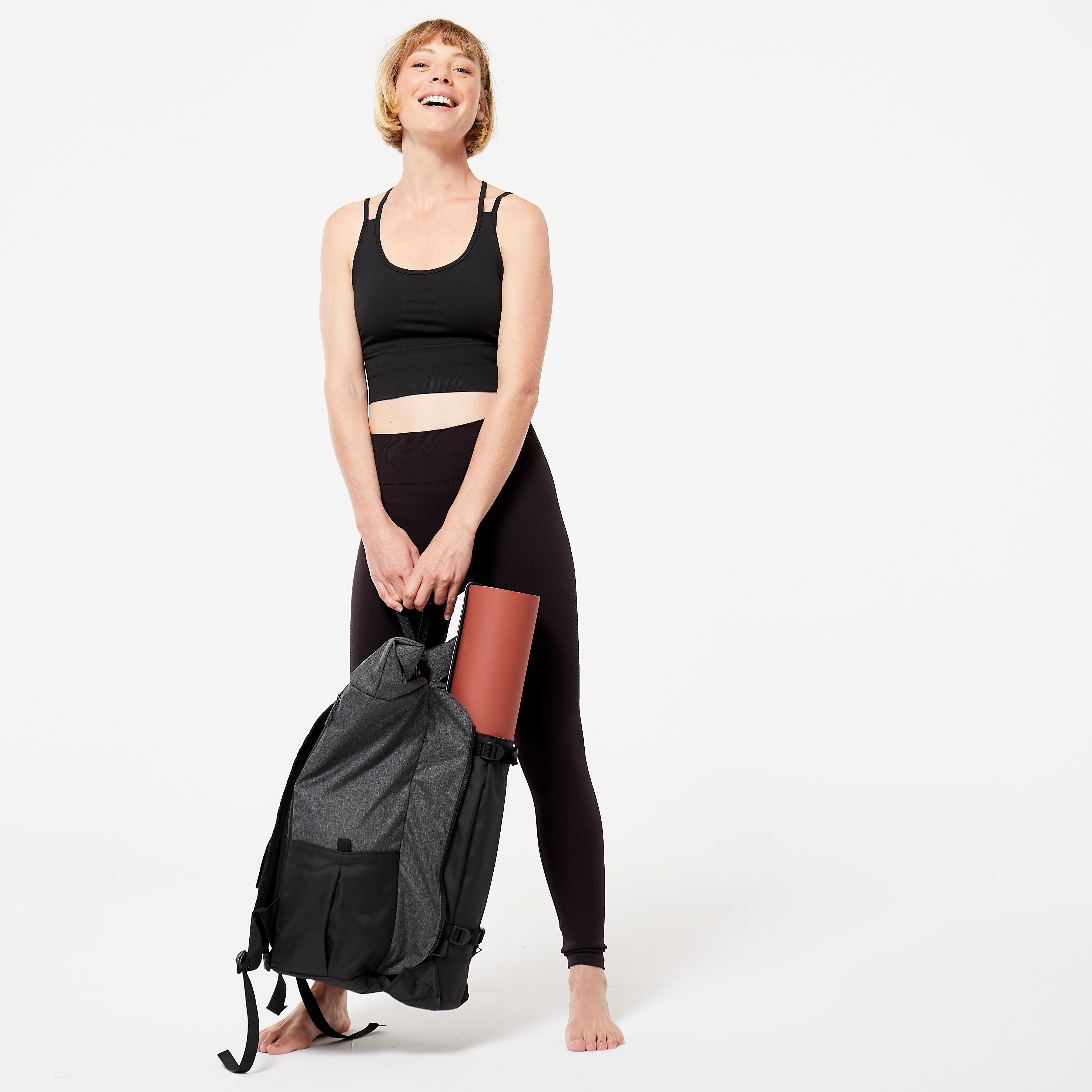 Kimjaly - Sac A Dos Tapis De Yoga Gris Et Noir - Sac À Dos - Materiel Yoga / Pilates - Noir - Taille Unique - Decathlon