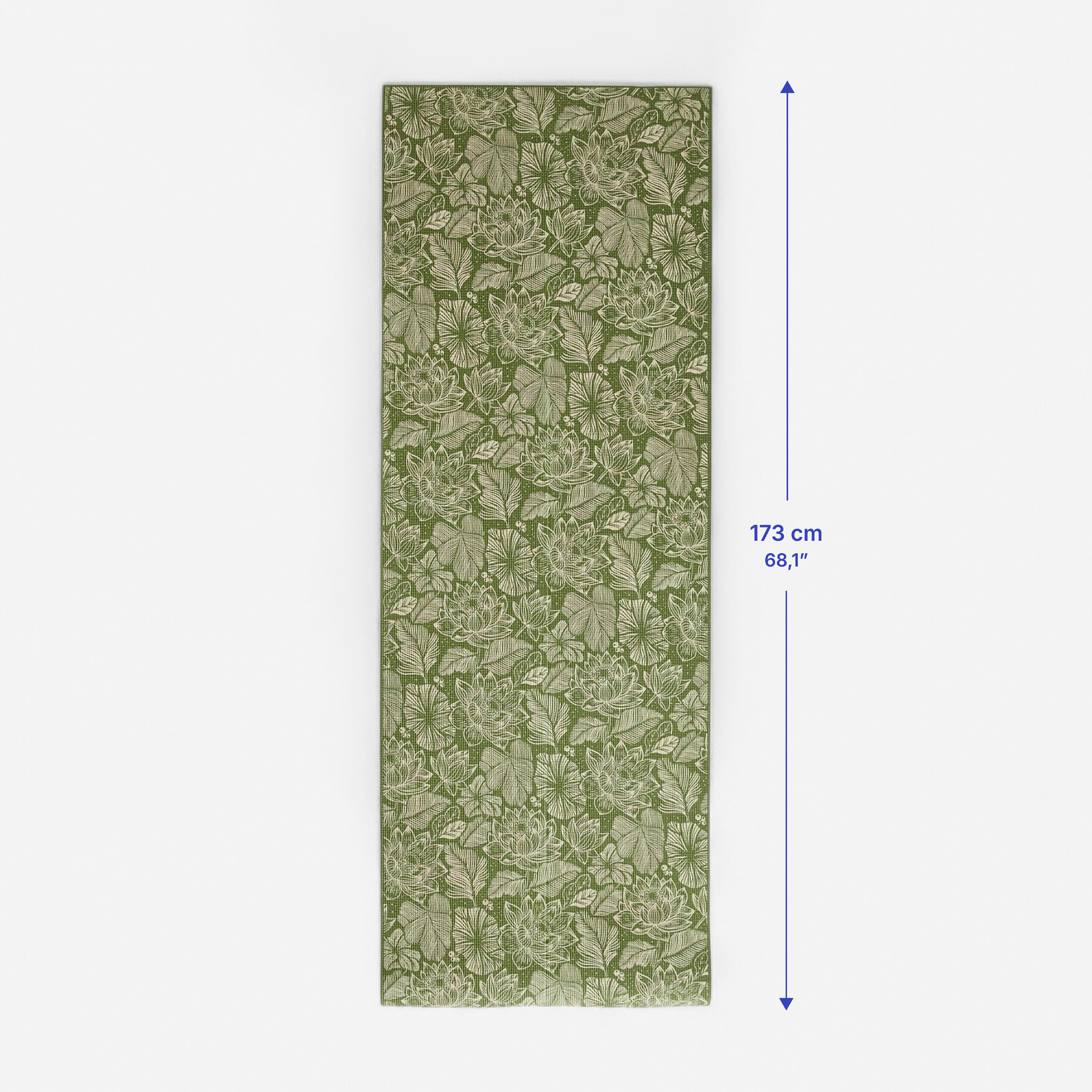 8 mm Grippy and Comfortable Gentle Yoga Mat - Green/Beige Print