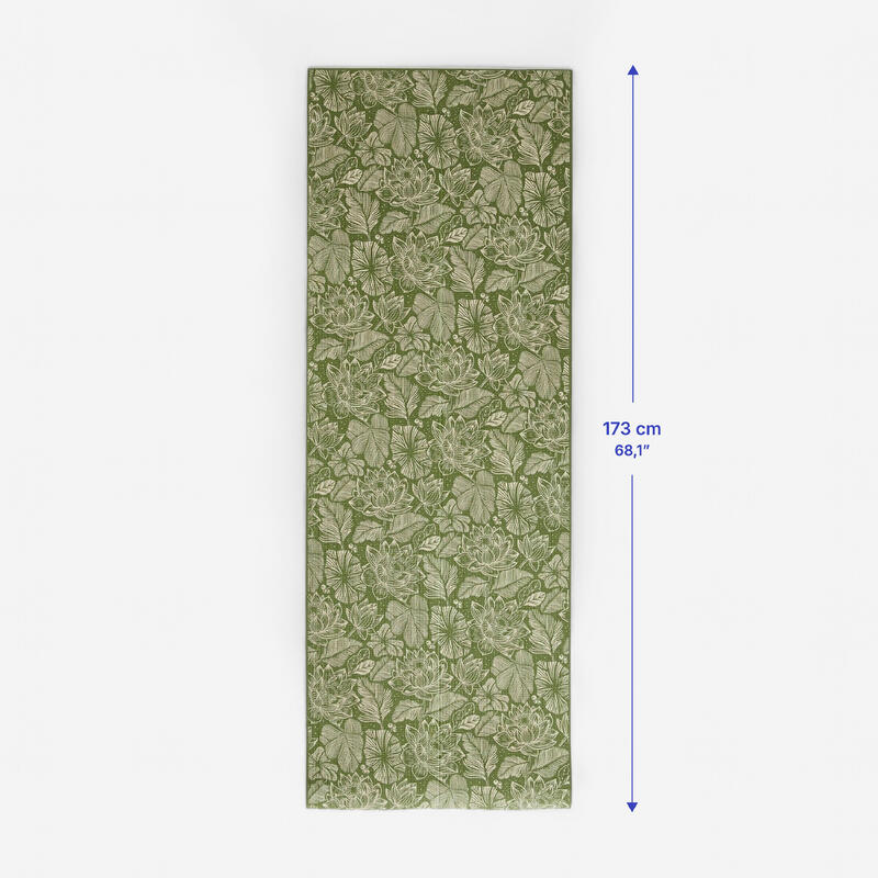 Tapete Macio, Aderente e Confortável de Yoga 8 mm Estampado Verde/Bege