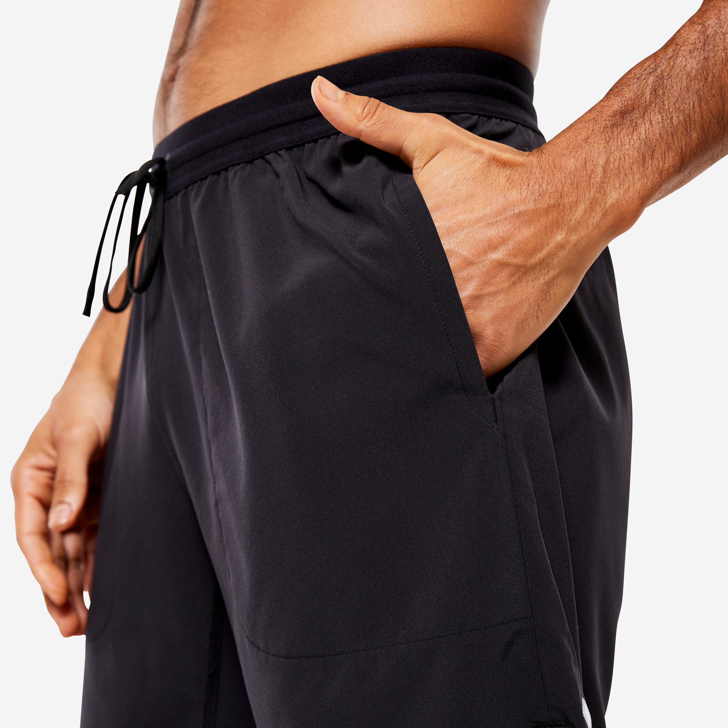 Pantaloncini uomo yoga regular fit traspiranti con slip neri