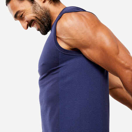 Men's Seamless Yoga Tank Top - Navy Blue