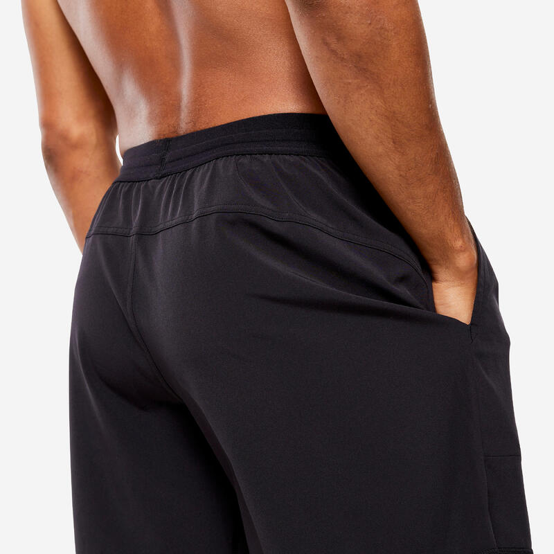 Pantaloncini uomo yoga regular fit traspiranti con slip neri