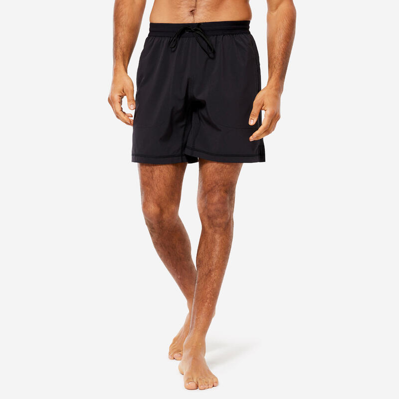 Pantalón Corto Hot Pilates y Yoga Hombre Negro Ultraligero Slip Integrado