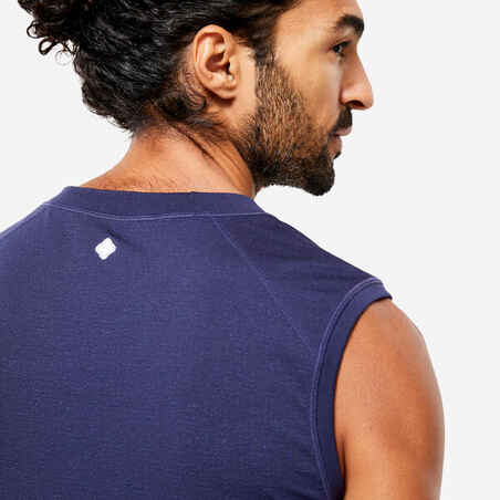 Men's Seamless Yoga Tank Top - Navy Blue