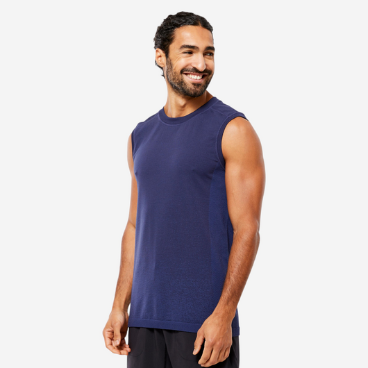 DEBARDEUR SEAMLESS-SANS COUTURES YOGA HOMME  BLEU MARINE