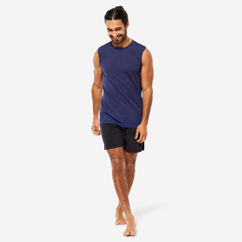 Pantaloncini uomo yoga regular fit traspiranti con slip neri