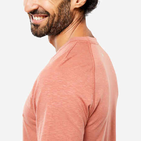 Men's Short-Sleeved Gentle Yoga T-Shirt in Fabric - Terracotta