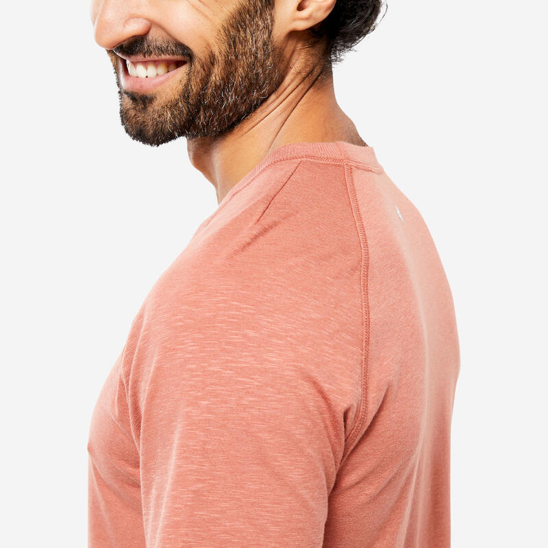 T-shirt uomo yoga slim fit cotone terracotta