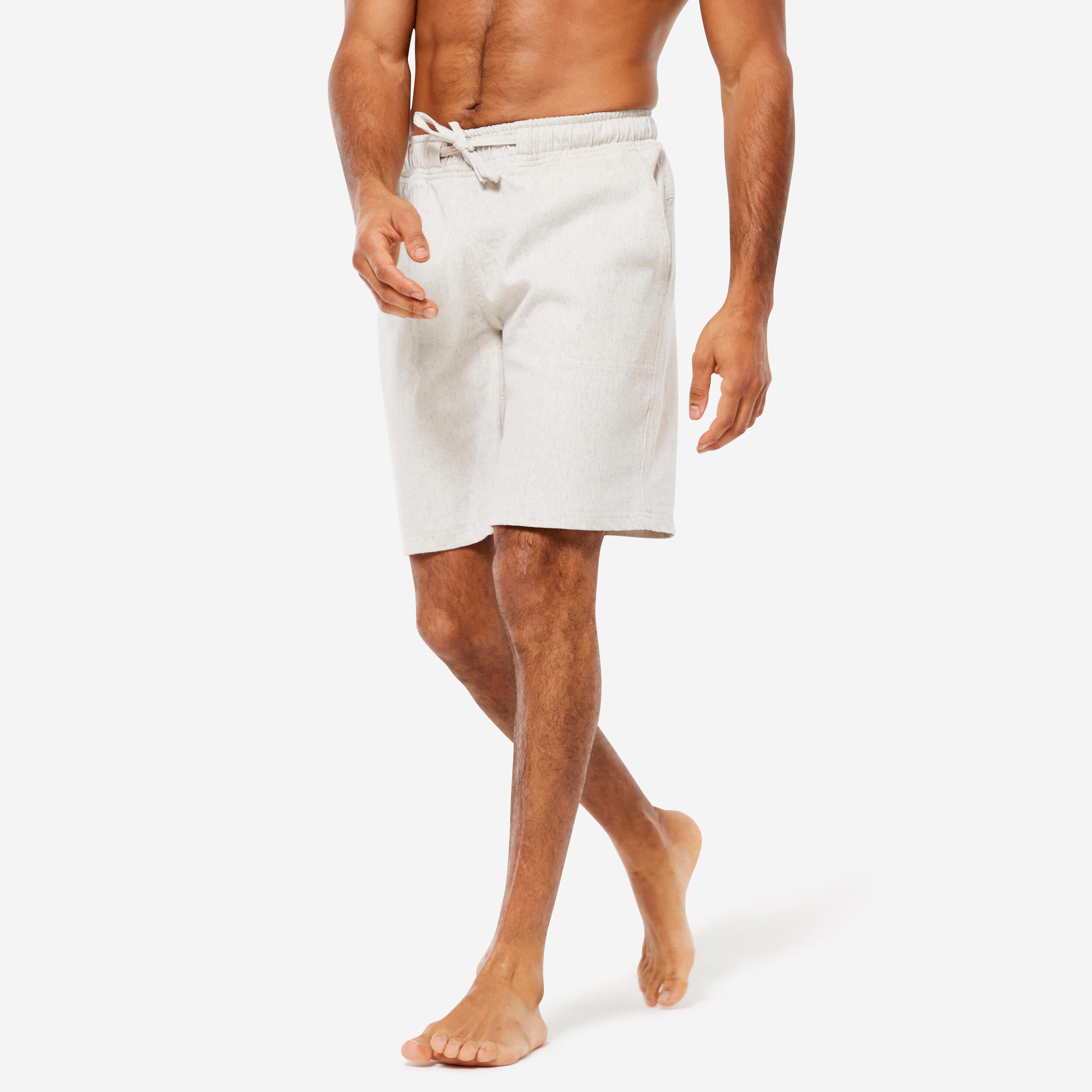 KIMJALY Men's Yoga Hemp Shorts - Beige