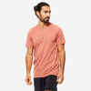 Men's Short-Sleeved Gentle Yoga T-Shirt in Fabric - Terracotta