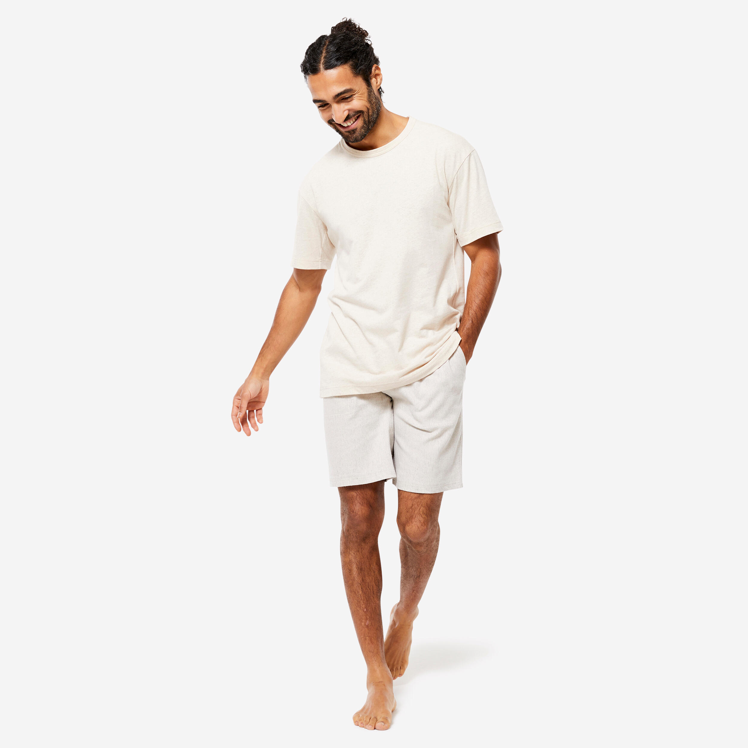 Men's Yoga Hemp Shorts - Beige 2/6