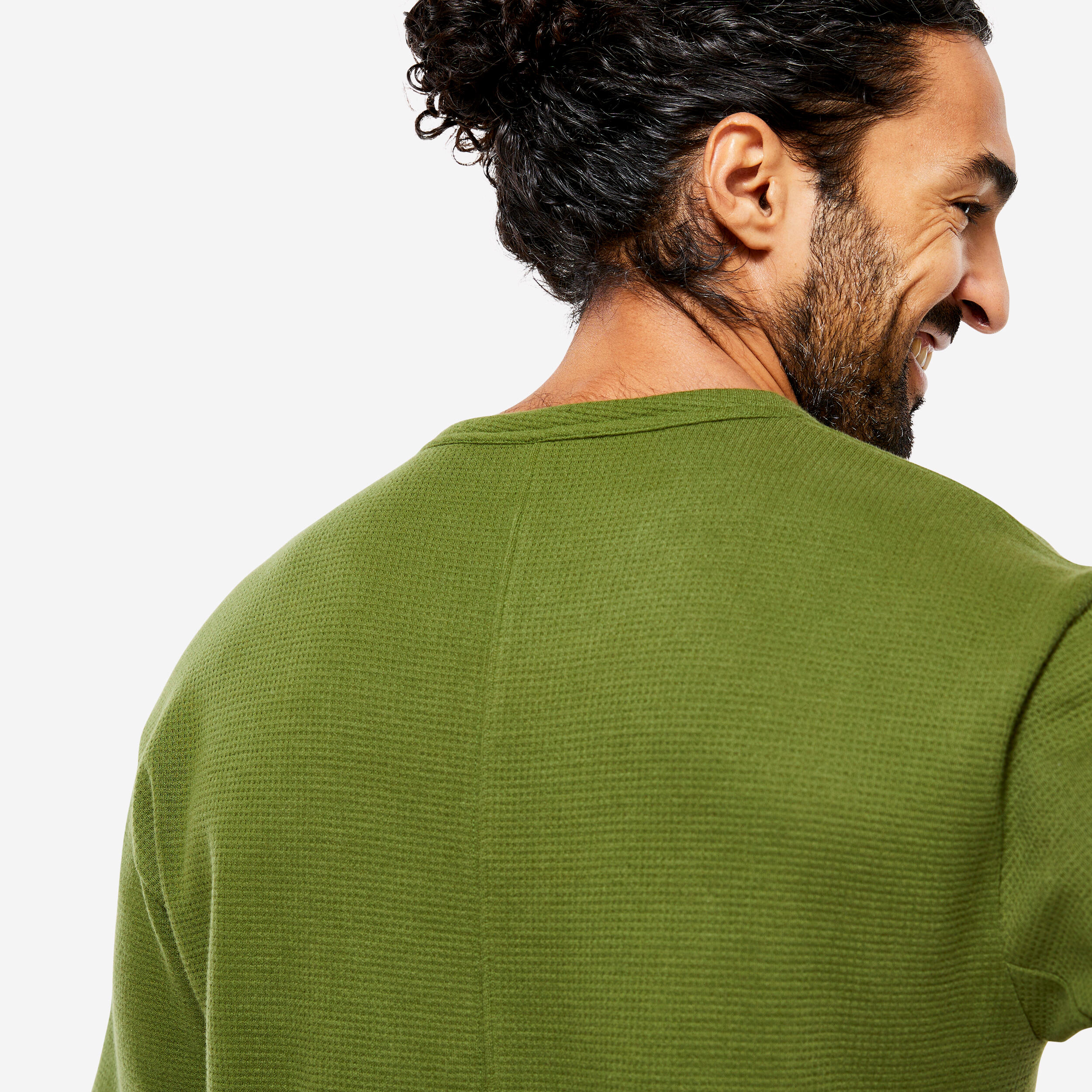 Men's Yoga Organic Cotton Short-Sleeved Waffle T-Shirt - Green 6/6