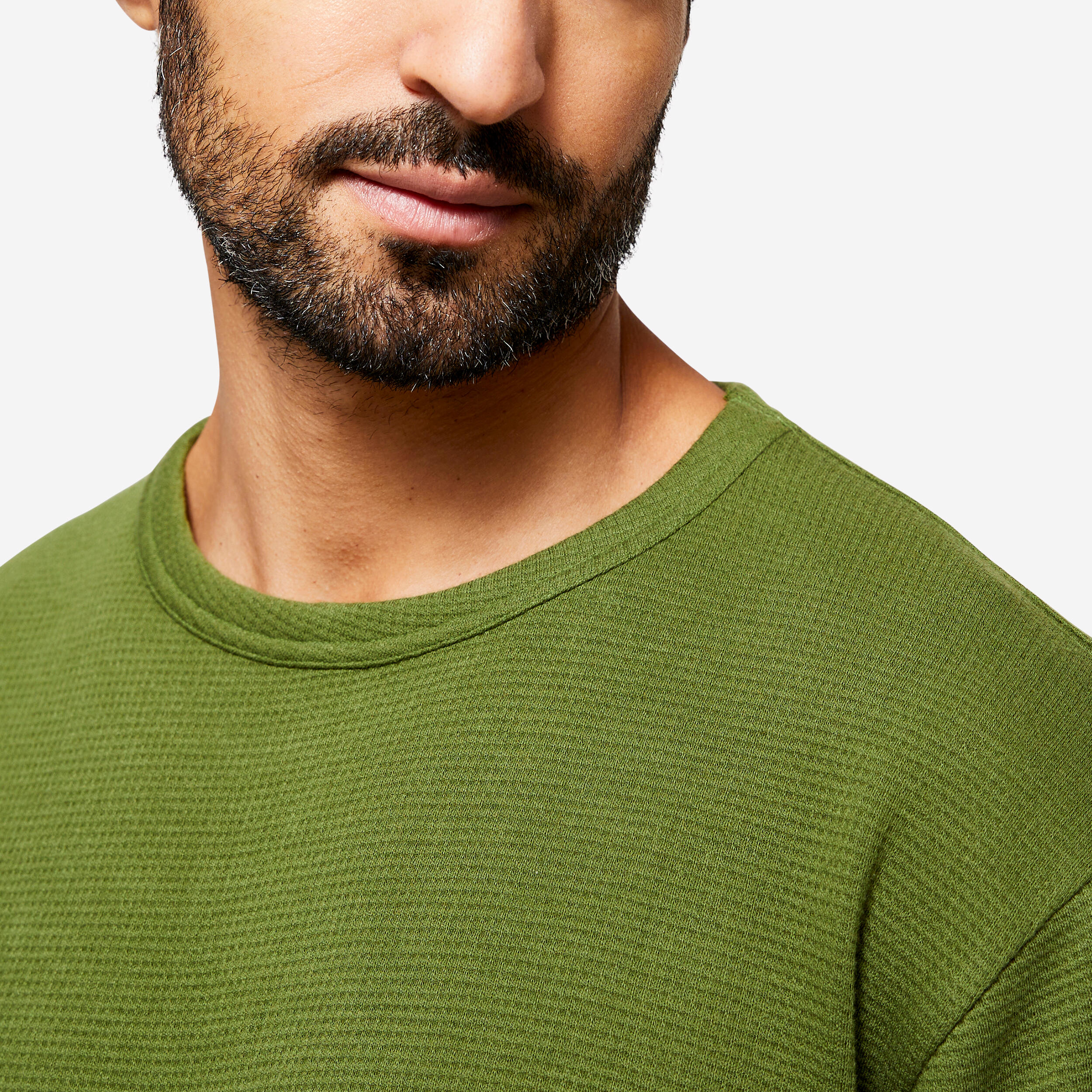 Men's Yoga Organic Cotton Short-Sleeved Waffle T-Shirt - Green 3/6