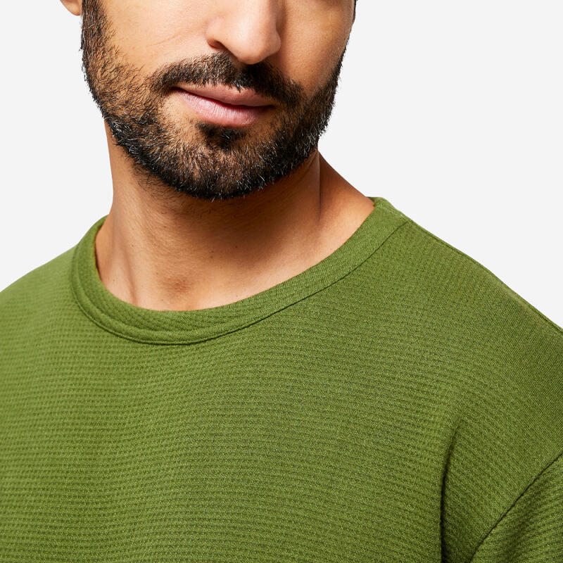 T-Shirt Yoga strukturiert Bio-Baumwolle Herren - grün