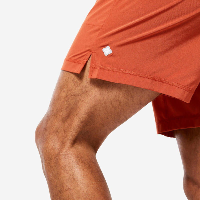 Ultralichte short met ingewerkte slip voor hot yoga heren siennarood