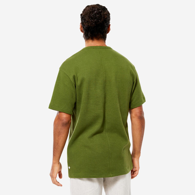 T SHIRT MC HOMME YOGA GAUFFRE EN COTON ISSU DE L'AGRICULTURE BIOLOGIQUE VERT