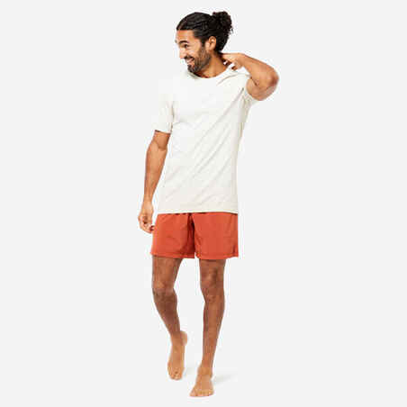Kratke hlače za jogu s integriranim gaćicama muške smeđe