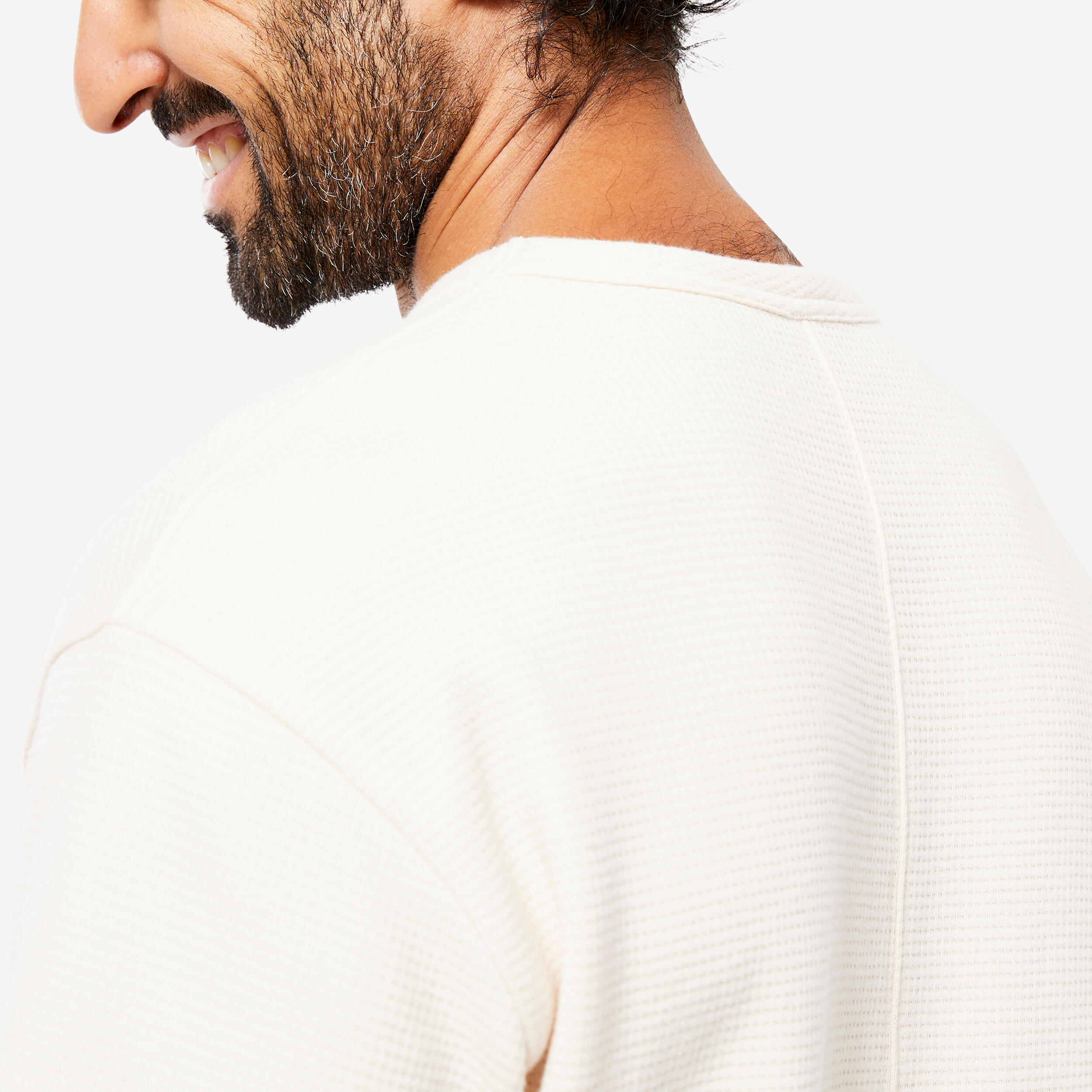 Men's Yoga Organic Cotton Short-Sleeved Waffle T-Shirt - Beige 6/6
