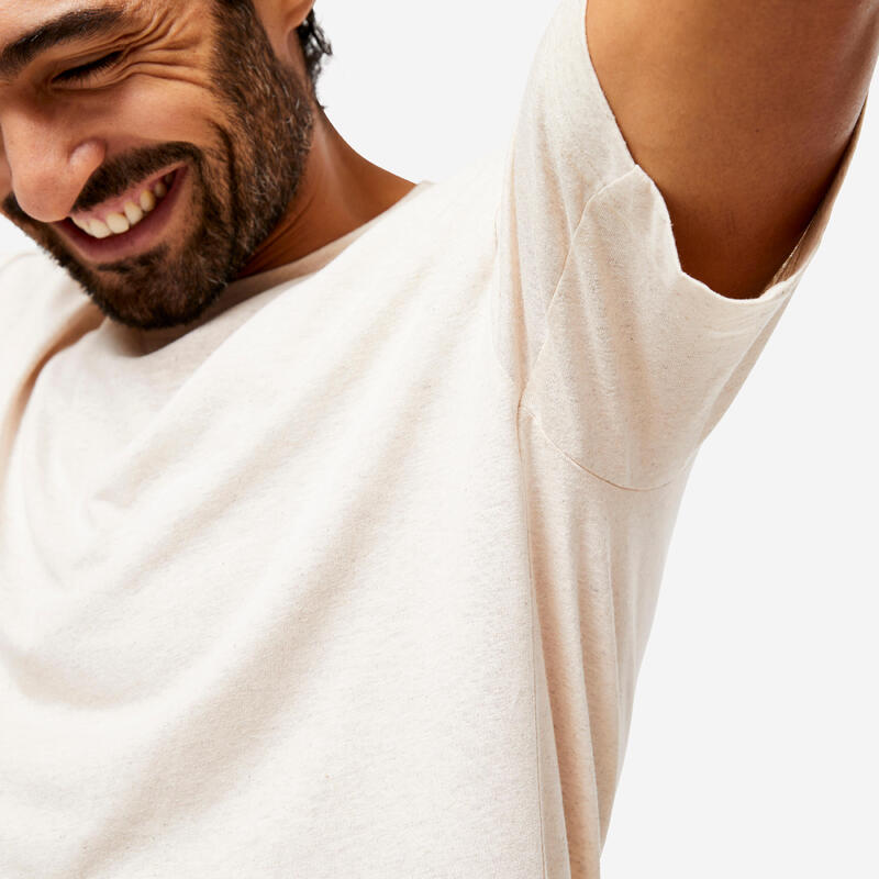 Tričko na jógu s krátkým rukávem ze směsi lnu a biobavlny