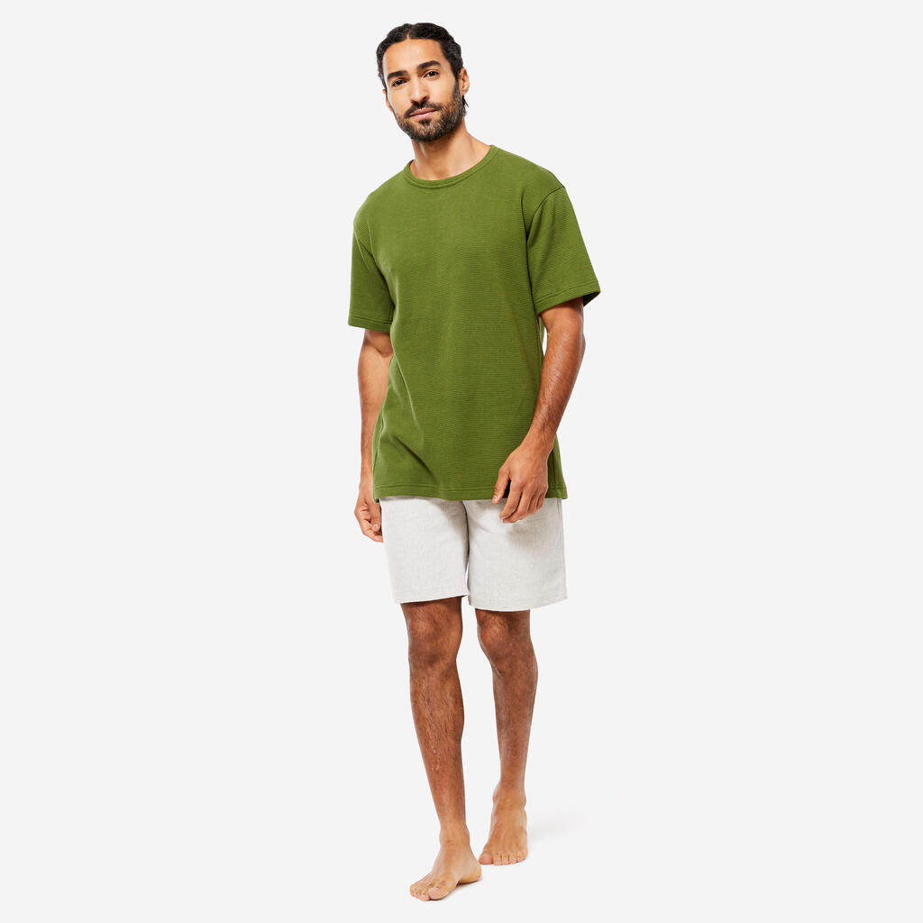 Men's Yoga Organic Cotton Short-Sleeved Waffle T-Shirt - Green