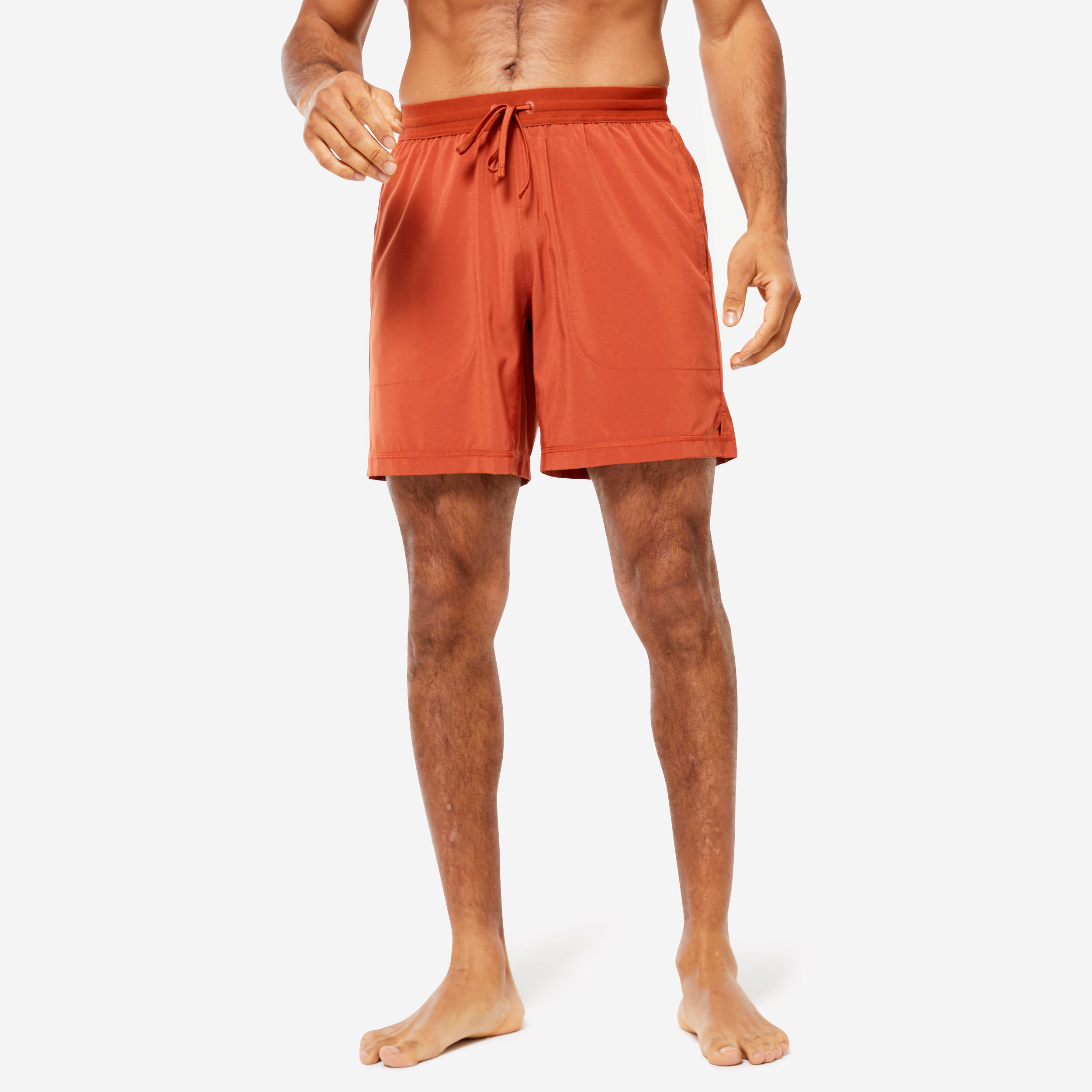 Kimjaly - Short Homme Hot Yoga Ultra Leger Avec Slip Integre Sienne - Short - Panoplies Training Adultes - Marron-orange - 48 Xl - Decathlon