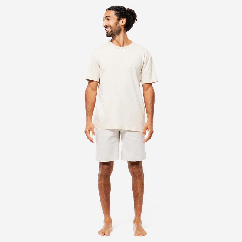 T-shirt uomo yoga regular fit misto cotone beige