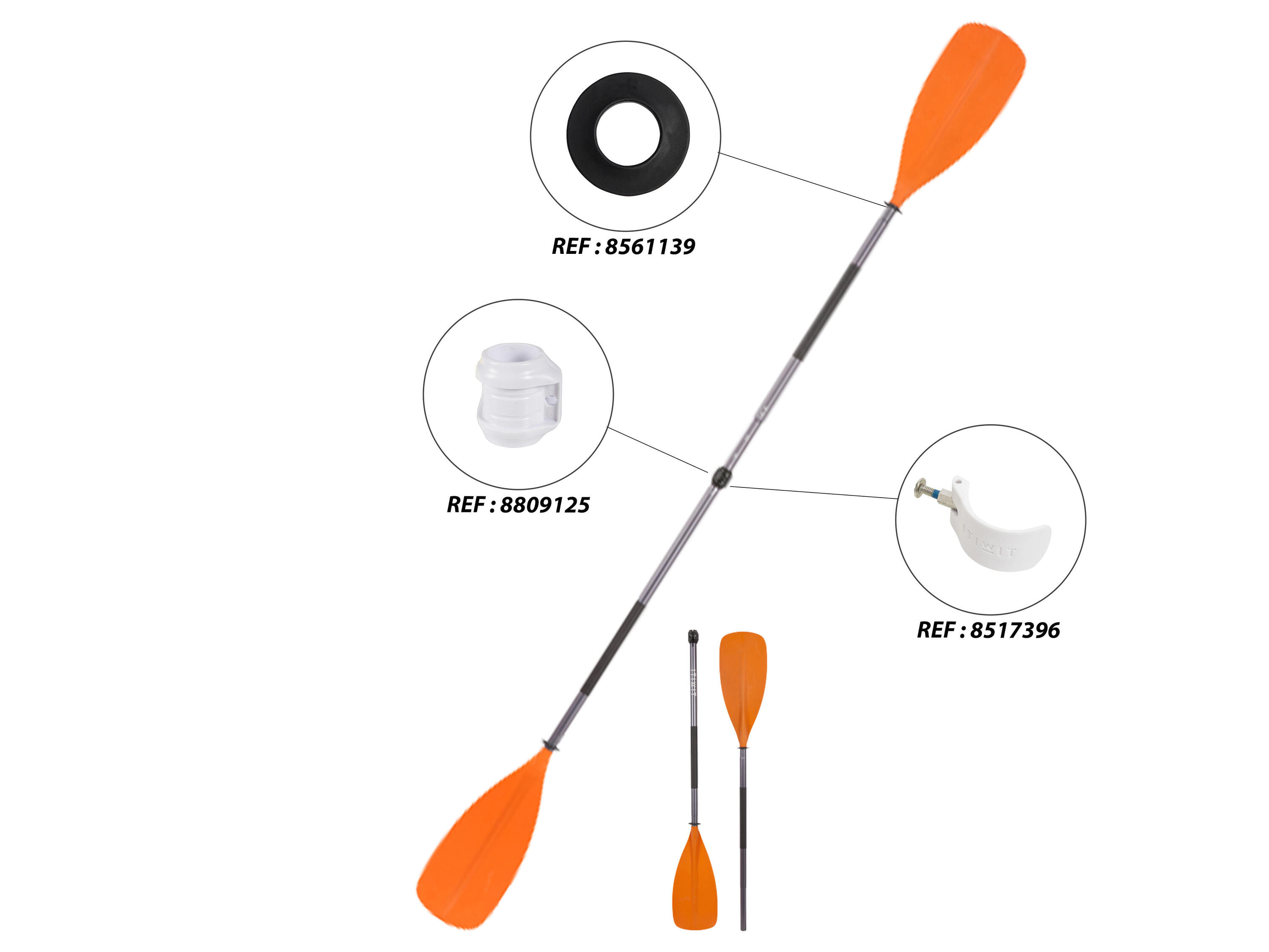 2-part kayak paddle adjustable symmetrical 100 6/14