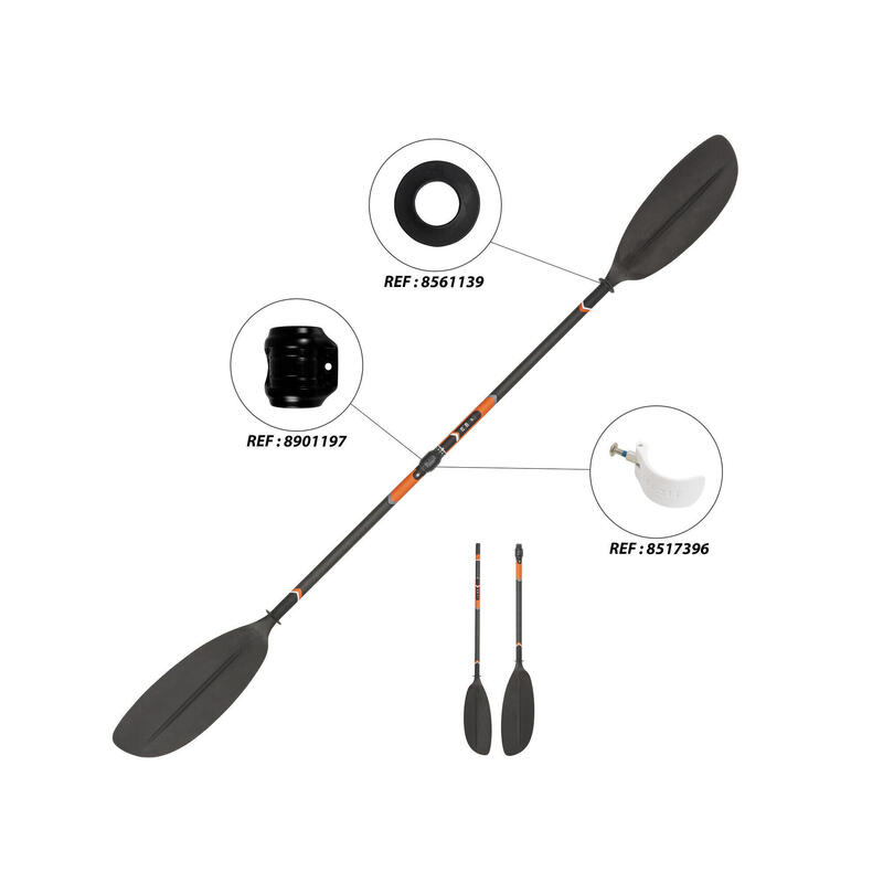 Padelă caiac X500 carbon-plastic demontabilă-reglabilă 2 părți 210-220cm