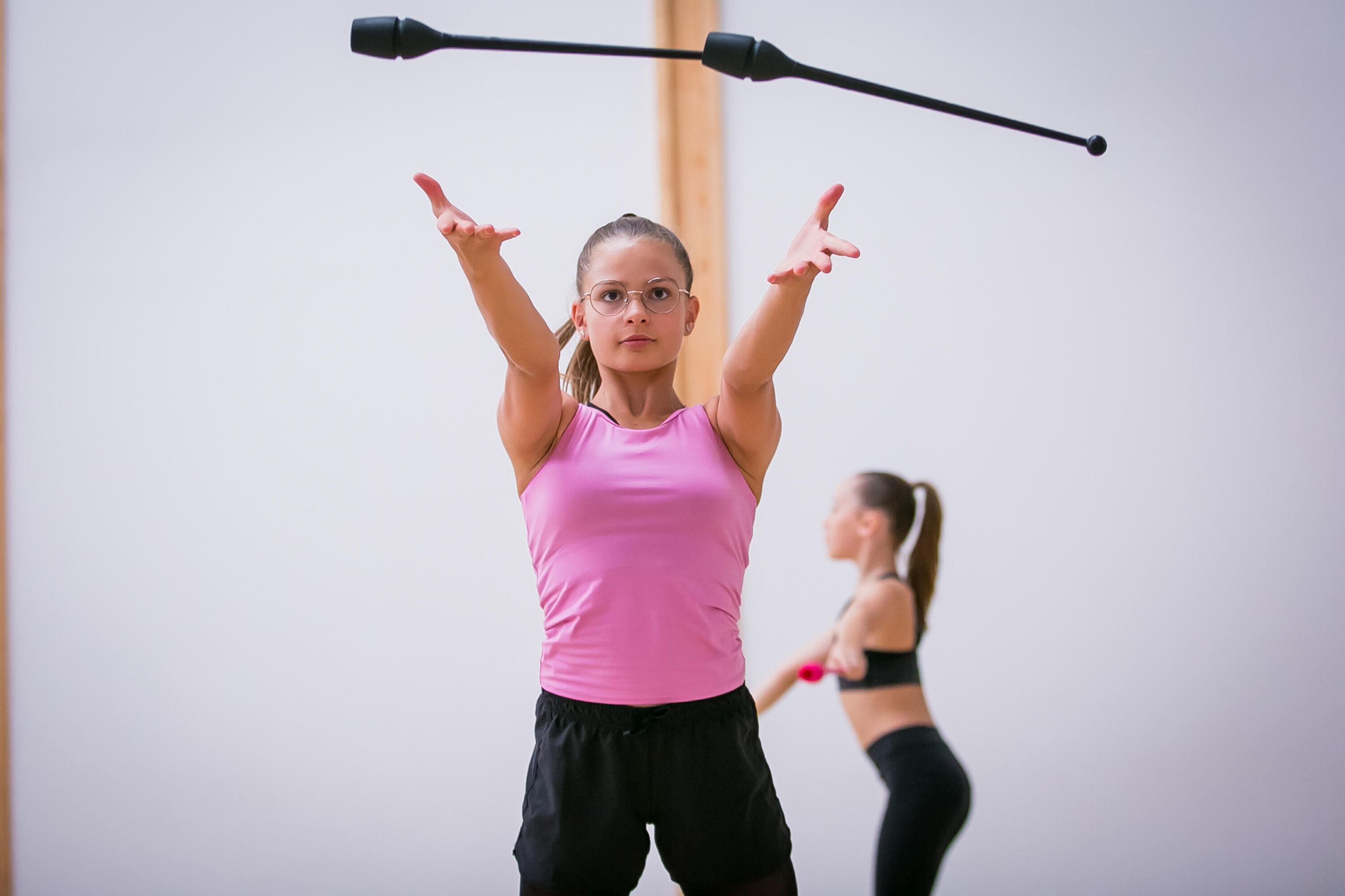 Clavette ginnastica ritmica 45cm incastrabili nere 6/9