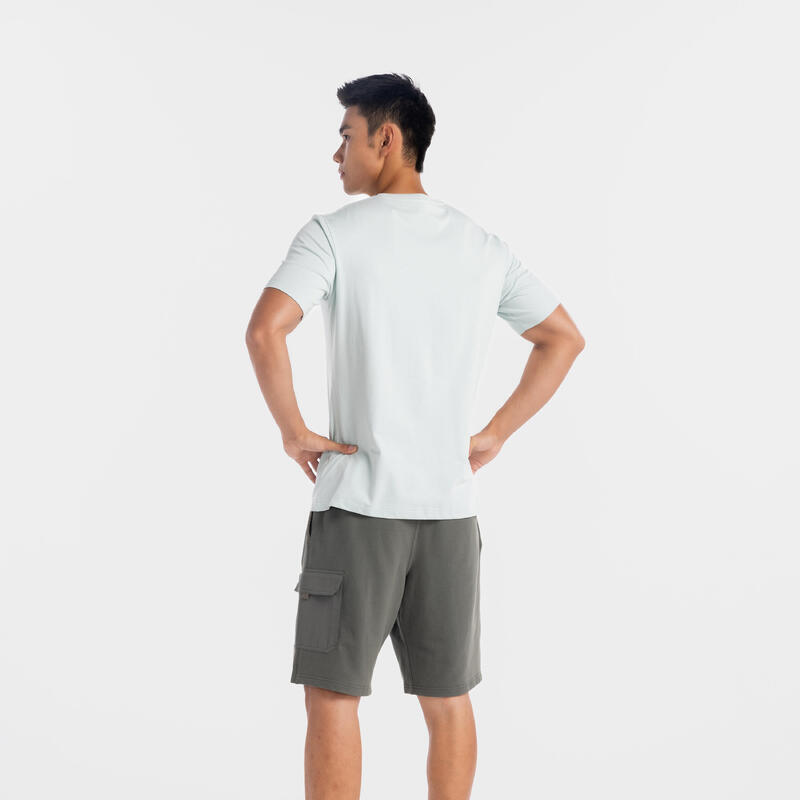 Men's Short-Sleeved Straight-Cut Crew Neck Cotton Fitness T-Shirt 540 - Green