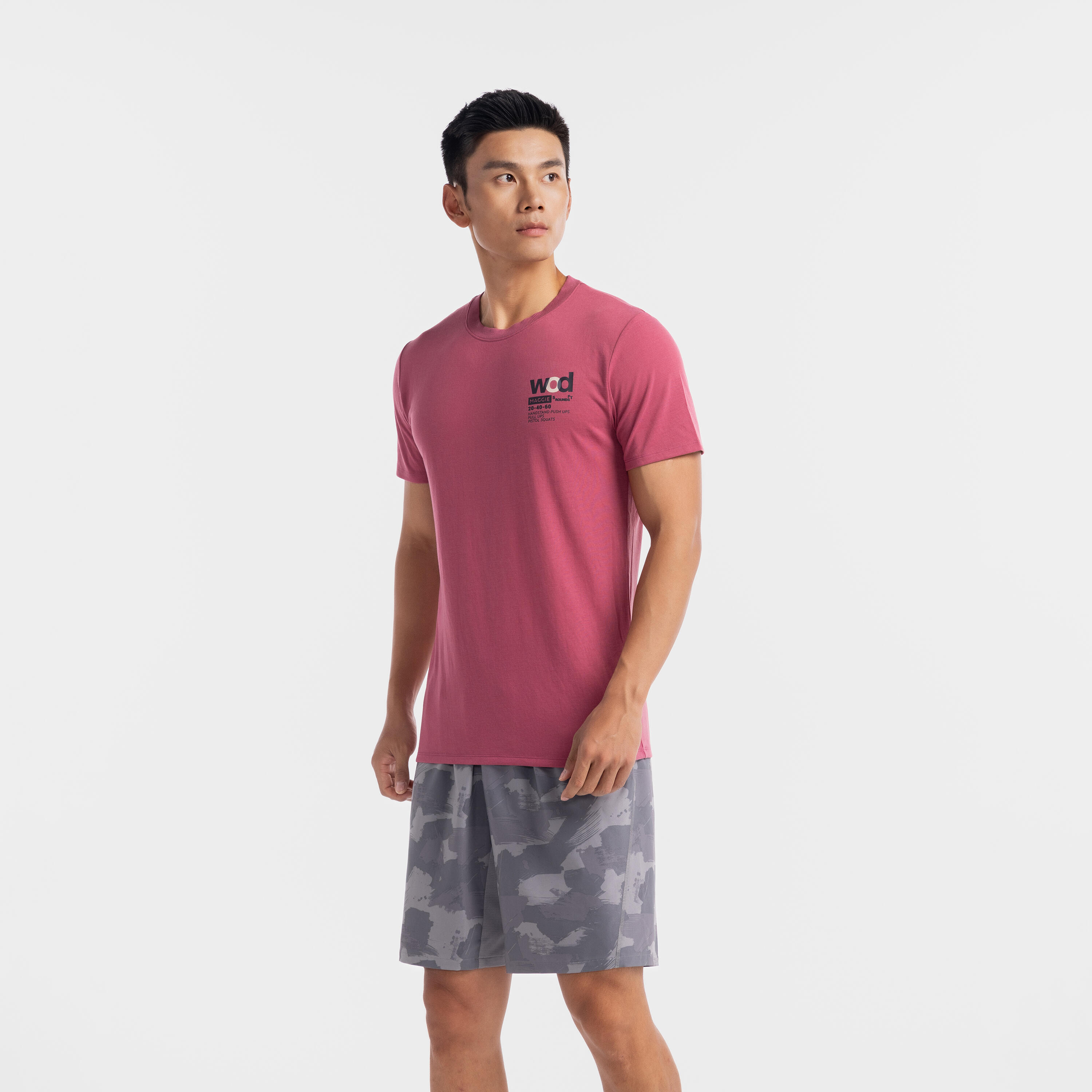 Men's Slim-Fit Crew Neck Breathable T-Shirt - Pink 1/4
