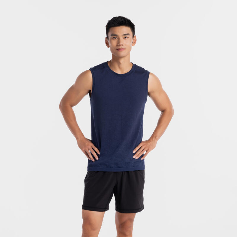 Tank Top Herren Yoga nahtlos - marineblau