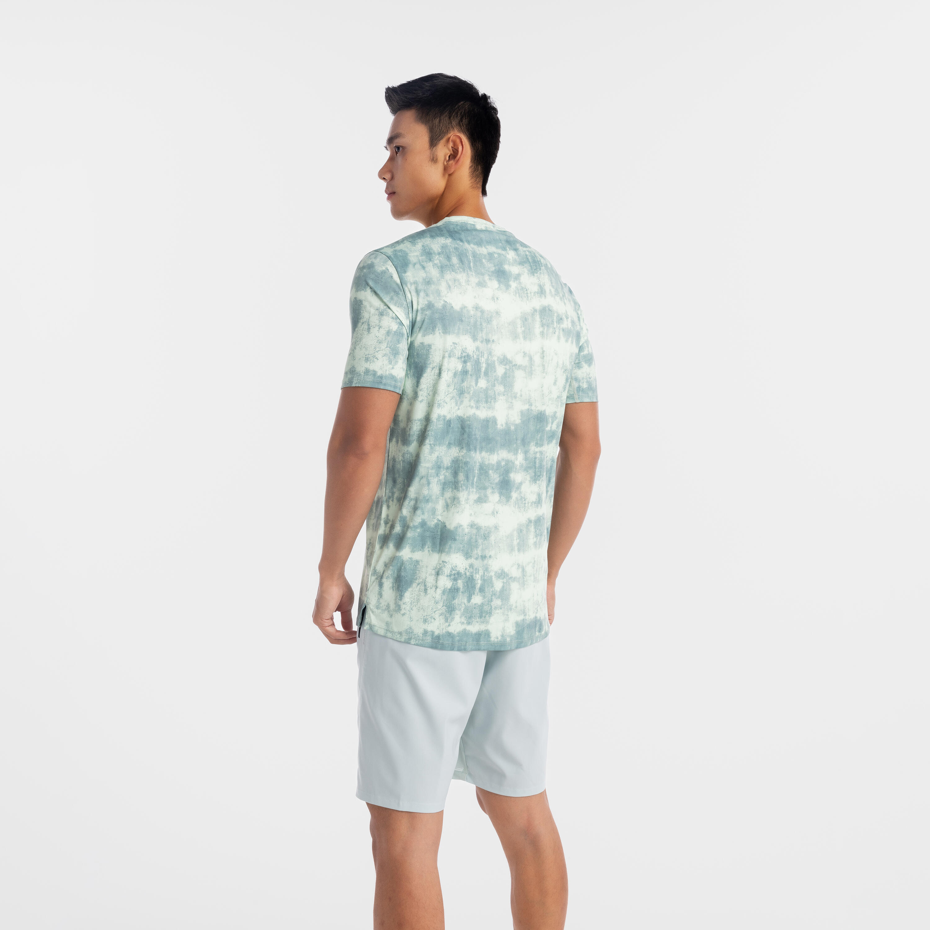 Men's Short-Sleeved Crew Neck Breathable Fitness T-Shirt - Light Green 3/6