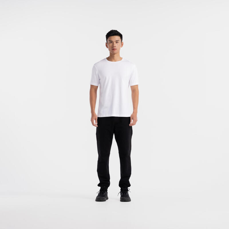 男款直裁圓領棉質健身短袖 T 恤 540－白色