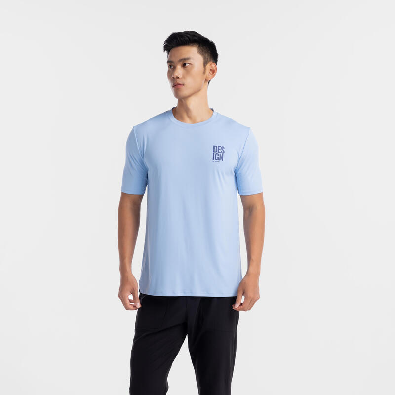 Men's Fitness Breathable Essential Short-Sleeved Crew Neck T-Shirt Lavender Blue