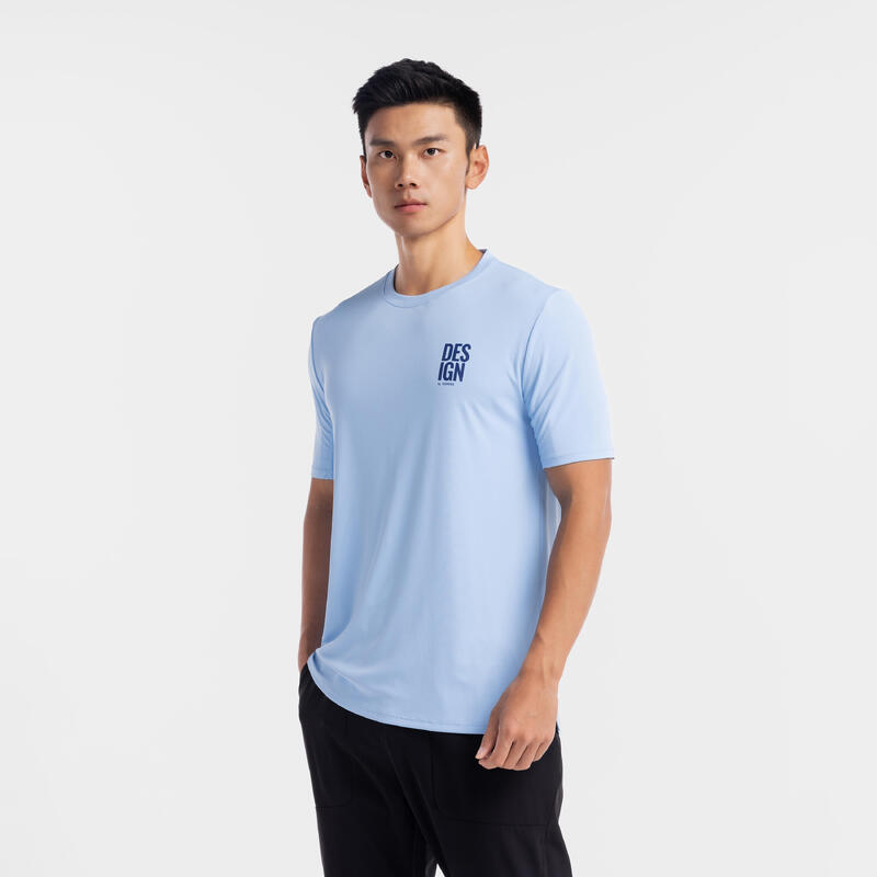 Men's Fitness Breathable Essential Short-Sleeved Crew Neck T-Shirt Lavender Blue