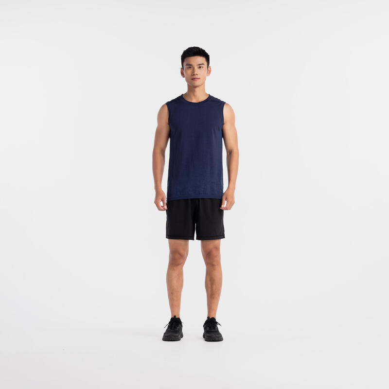 Tank Top Herren Yoga nahtlos - marineblau