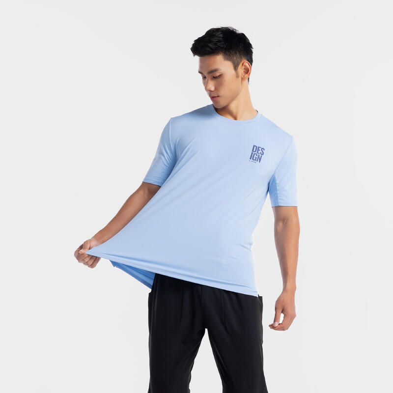 Men's Fitness Breathable Essential Short-Sleeved Crew Neck T-Shirt Lavender Blue