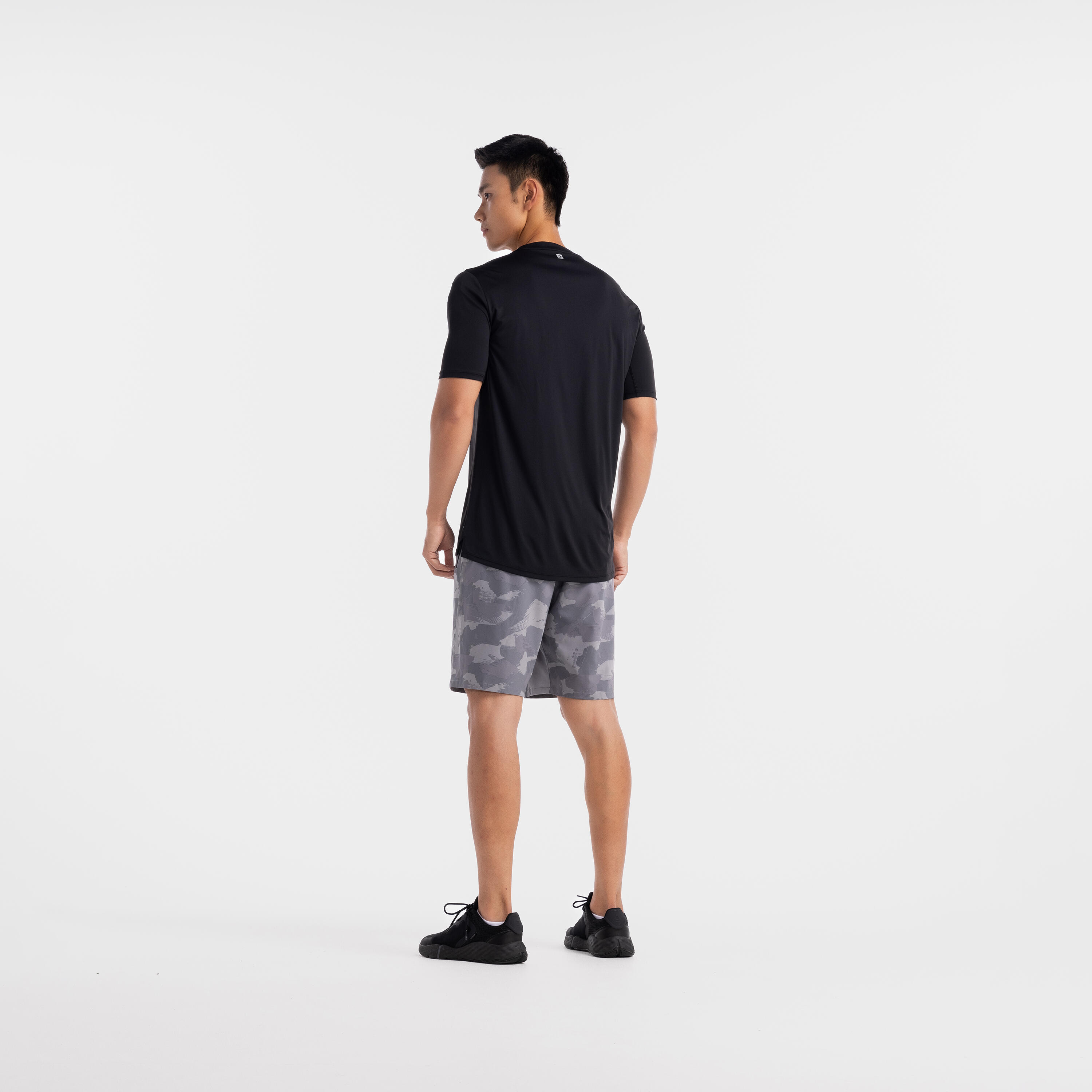 Men's Short-Sleeved Crew Neck Breathable Fitness T-Shirt - Smoky Black 3/5