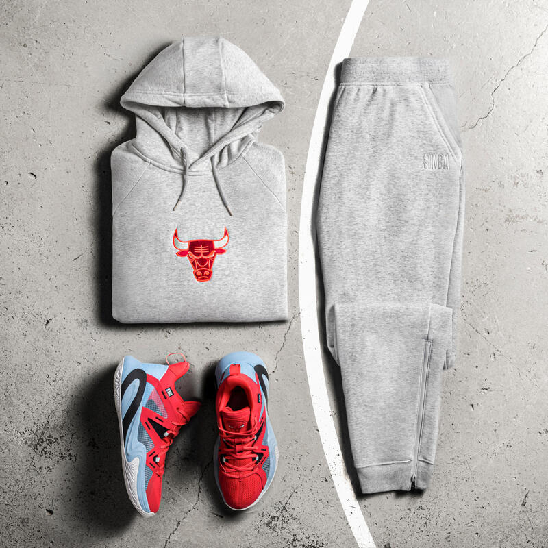 Sweatshirt com Capuz Basquetebol Adulto 900 NBA Chicago Bulls Cinzento