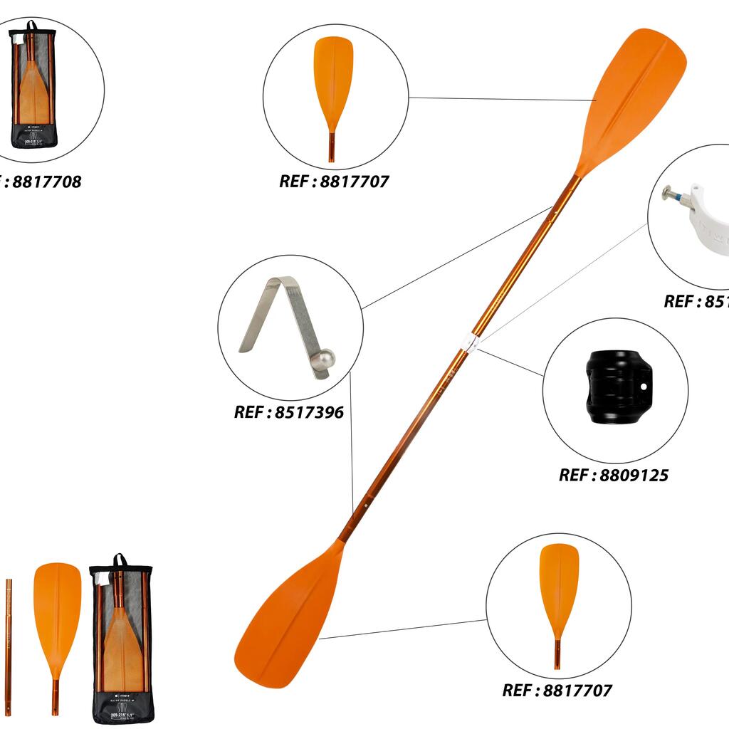 Packraft/kayak symmetrical separable paddle 4 sections 205–2,015 cm