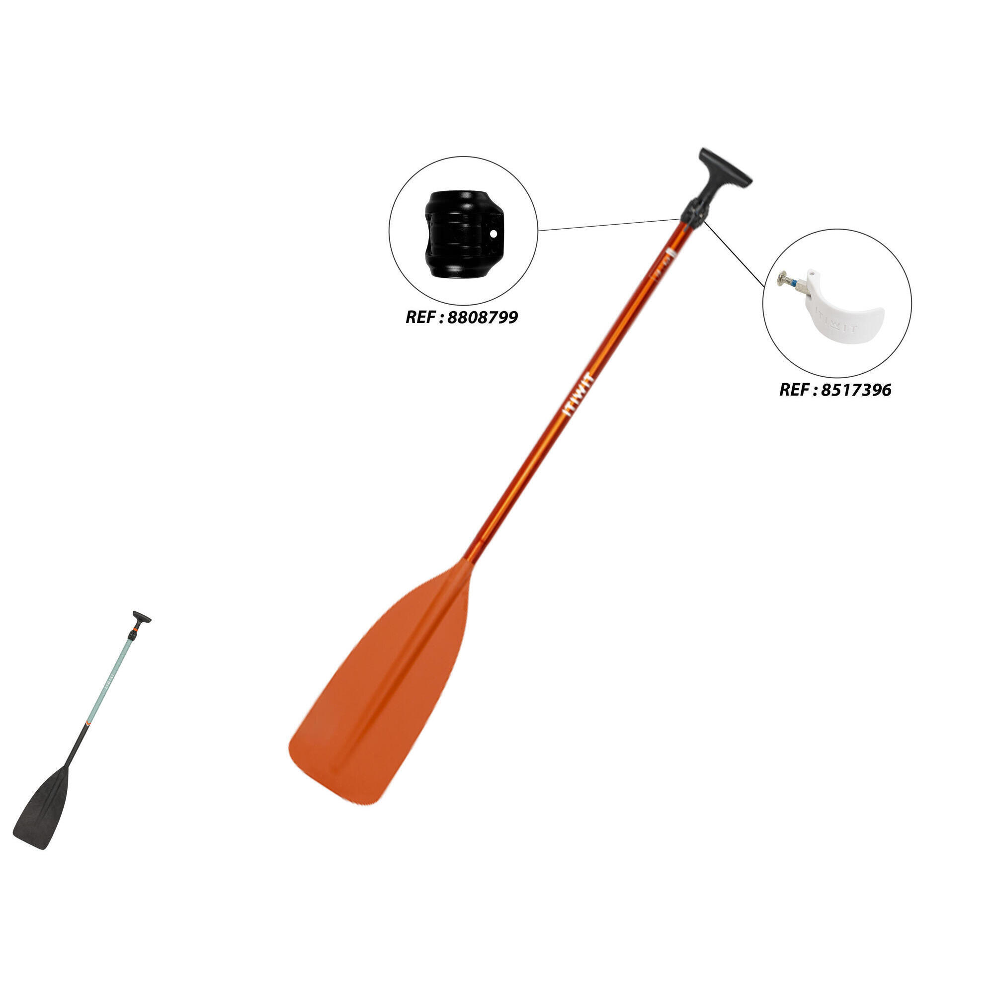 100 adjustable alu single canoe paddle 130/150 cm