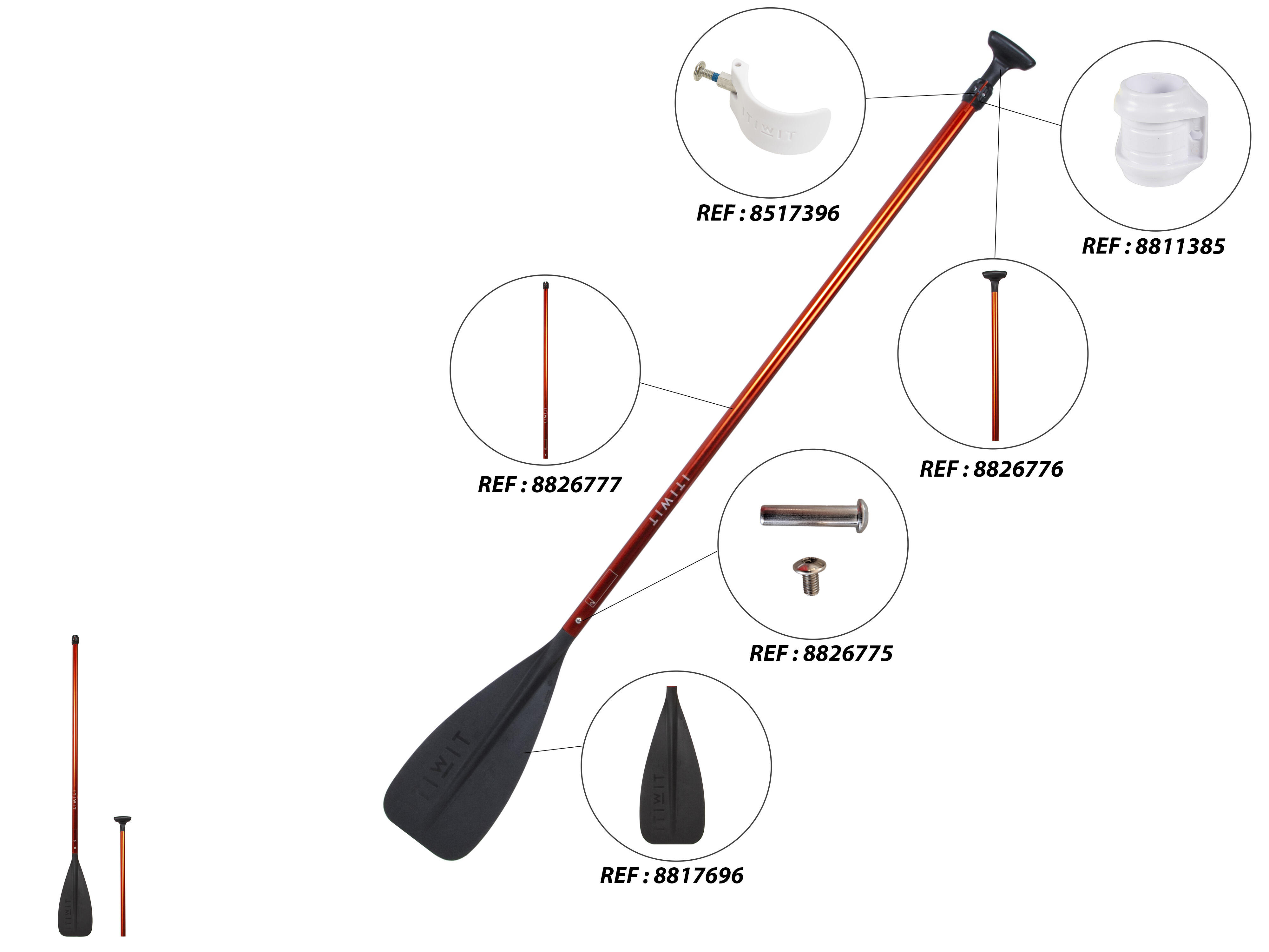 ITIWIT Pádlo na paddleboard pre požičovne 2 časti 170 – 220 cm bez · záber 6