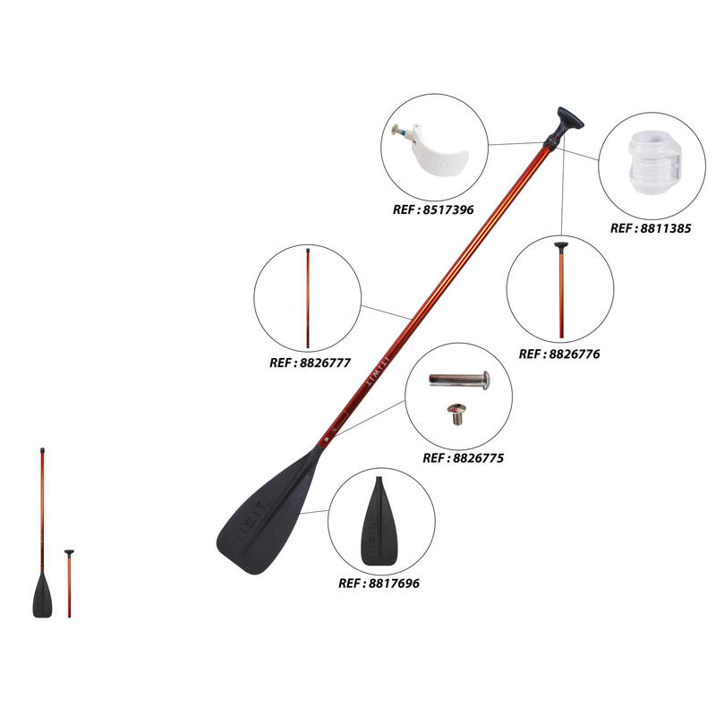 Pagaie de stand up paddle robustă din 2 segmente pentru închiriere 170-220cm