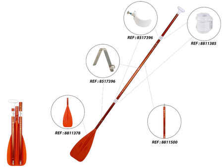 Paddle Ultra-compact 5-part stand-up paddle (160-220 cm orange).