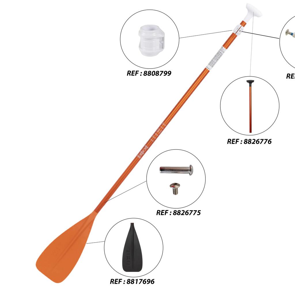 2-PART STAND-UP PADDLEBOARD PADDLE 100 ADJUSTABLE 170-220 CM - ORANGE