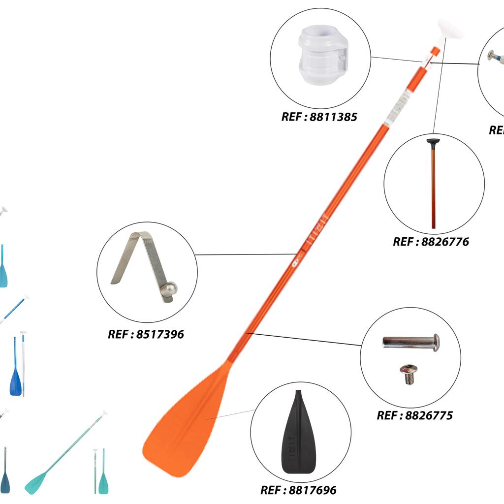 SUP-Paddel 3-teilig zerlegbar verstellbar 170‒220 cm - orange